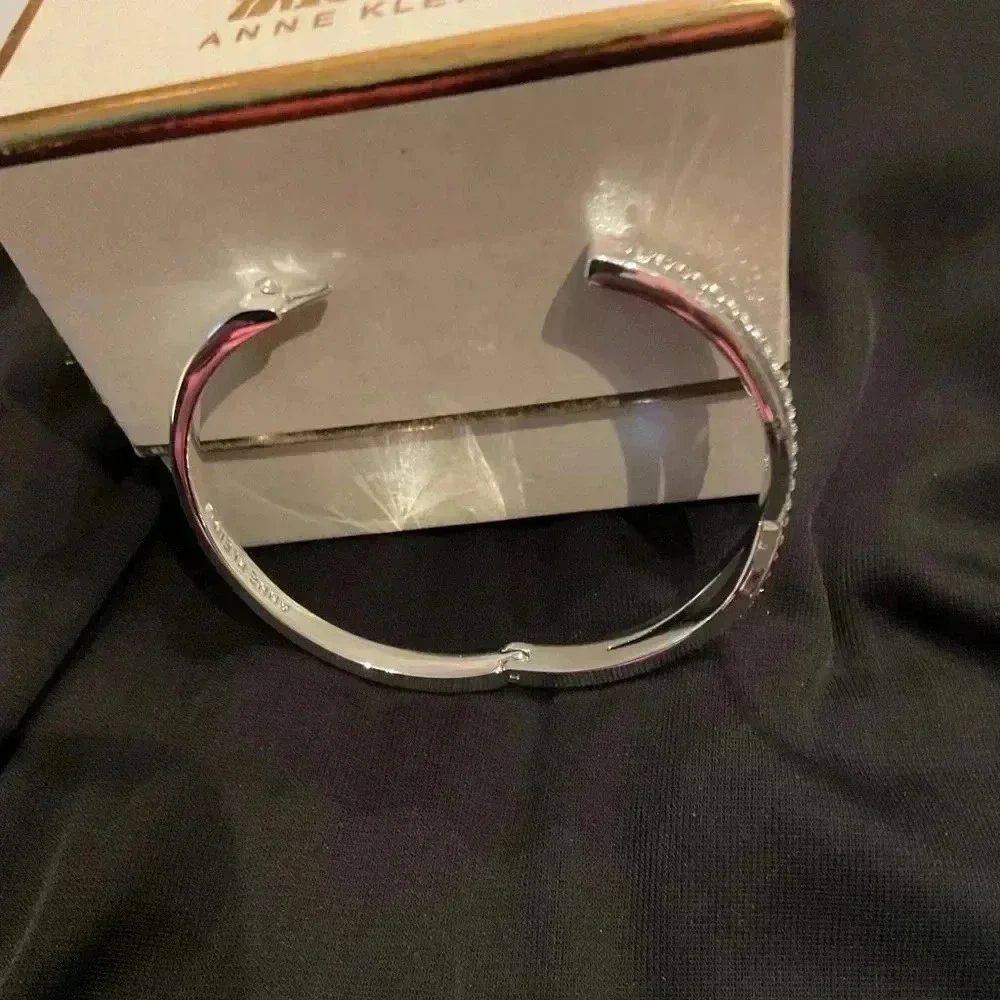 Anne Klein Silver Crystal Crisscross Bracelet.